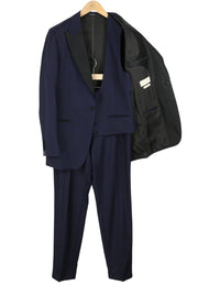 SUITSUPPLY Lazio Tuxedo FL Men Suit UK42L W36 Dark Blue Silk Wool Slim 3PC