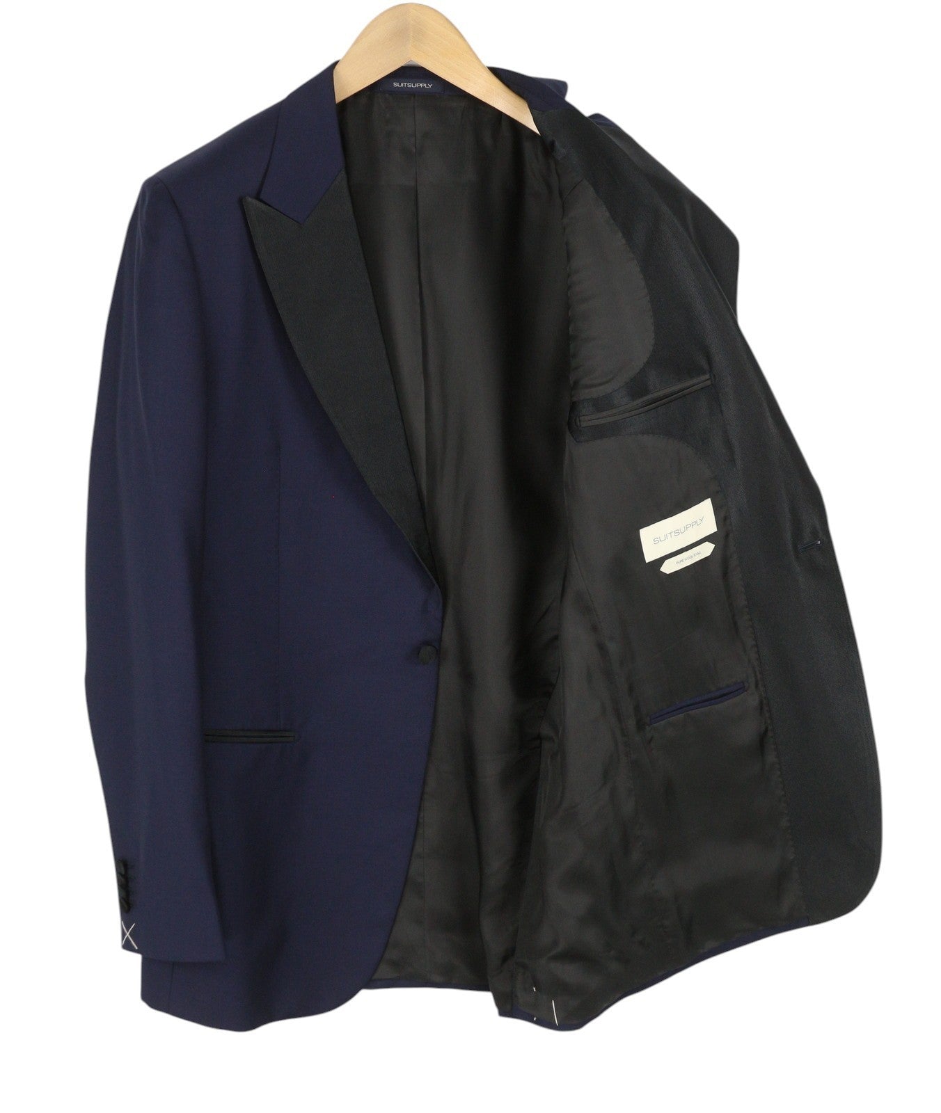 SUITSUPPLY Lazio Tuxedo FL Men Suit UK42L W36 Dark Blue Silk Wool Slim 3PC