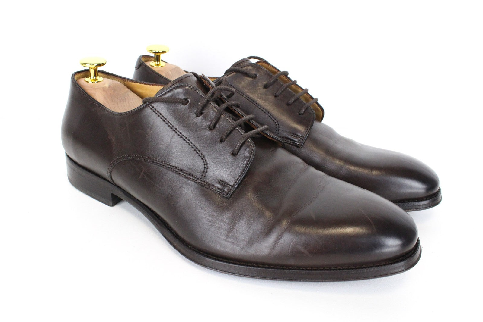 SUITSUPPLY Men Formal Shoes EU43/UK9 Dark Brown Leather Lace-Up Derby Classic