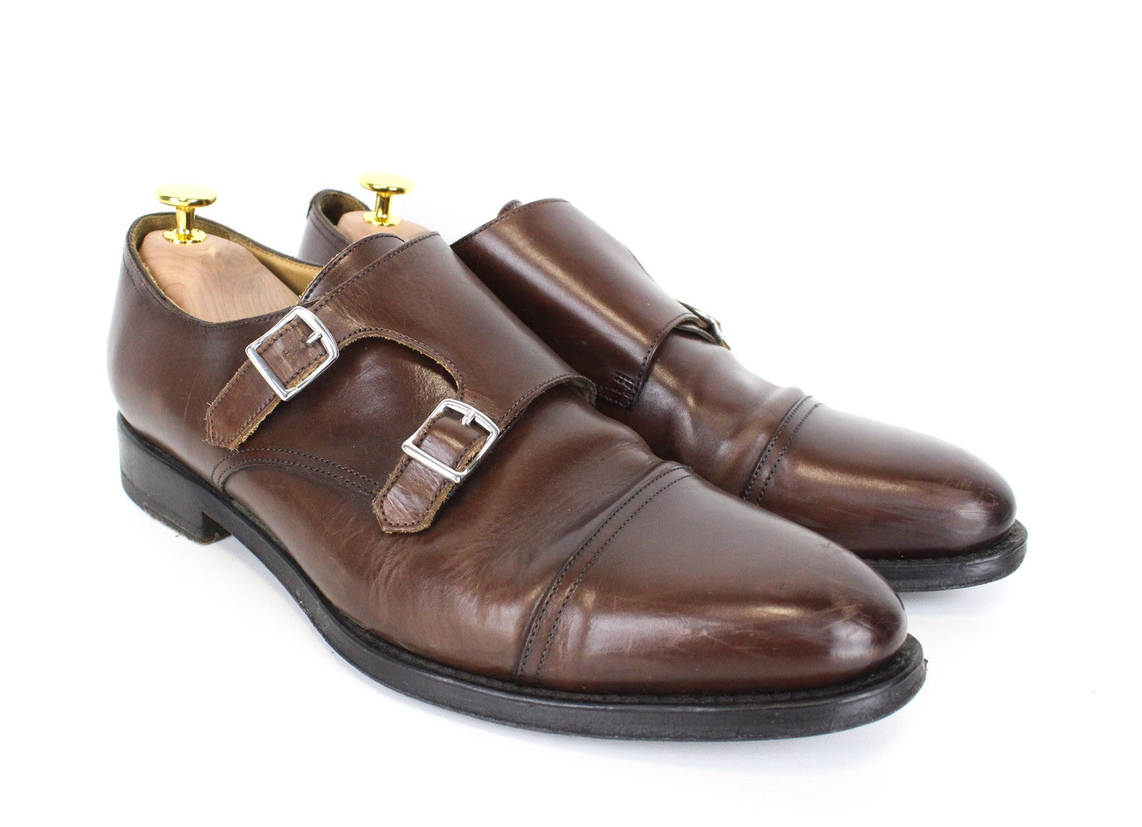 SUITSUPPLY Men Formal Shoes EU42.5/UK8.5 Brown Calf Leather Double Monk Strap