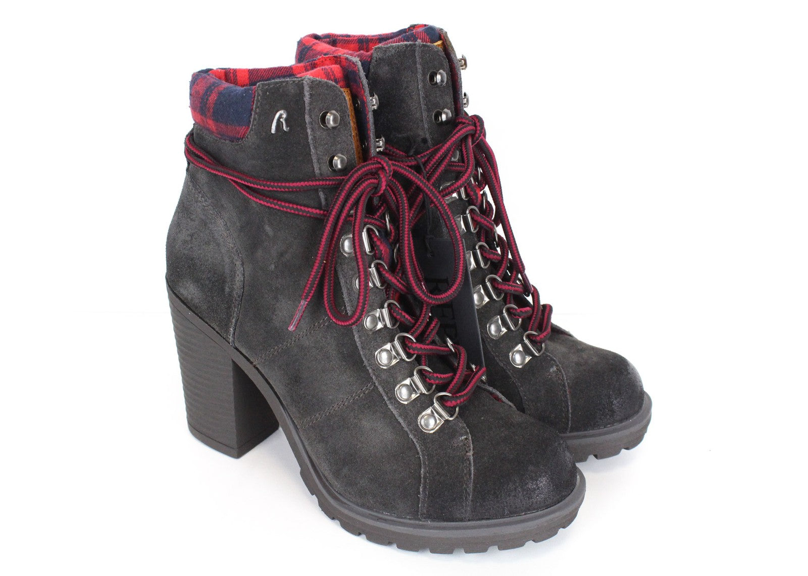 REPLAY Women Shoes EU36/UK3.5 Brown Suede Leather High-Heeled Lace-Up Ankle