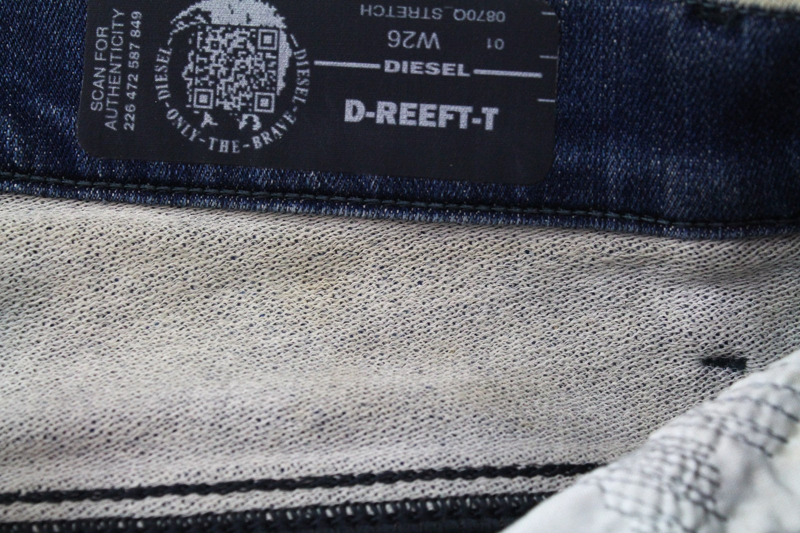 DIESEL D-Reeft-T 0870Q Men Jeans W26 Blue Jogg Sweat Super Skinny Fit Distress