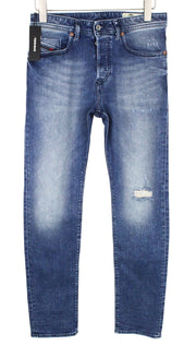 DIESEL Buster 081AQ Men Jeans W29/L32 Distress Blue Stretch Regular Slim Taper