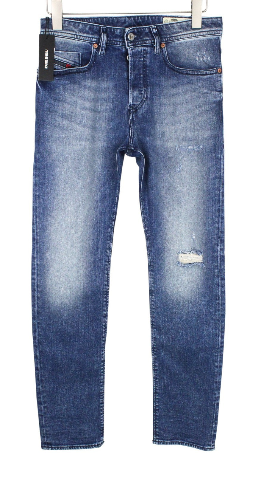 DIESEL Buster 081AQ Men Jeans W29/L32 Distress Blue Stretch Regular Slim Taper