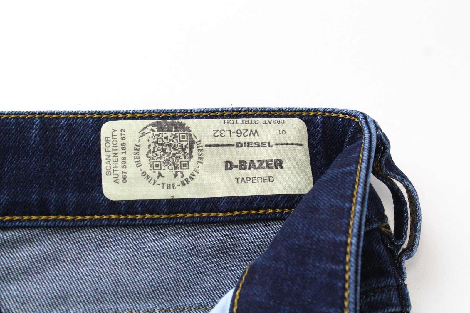 DIESEL D-Bazer 083AT Men Jeans W26/L32 Dark Blue Stretch Tapered Fit Buttoned