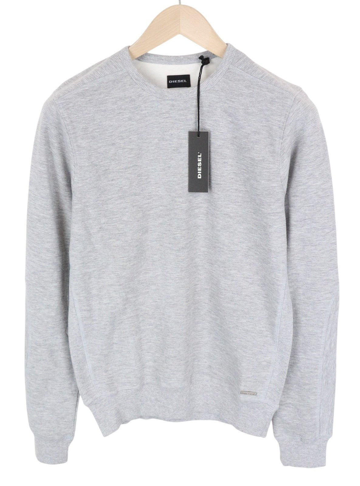 DIESEL S-Willard Men Sweatshirt S Light Grey Melange Crew Neck Felpa Ribbing