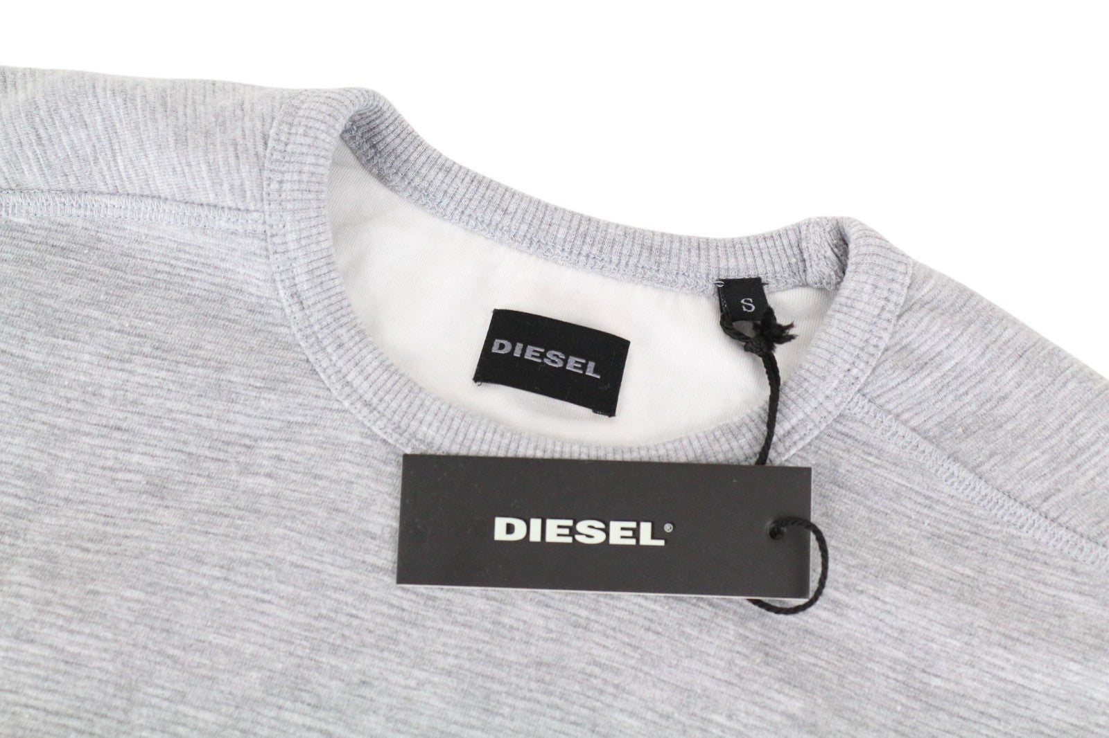 DIESEL S-Willard Men Sweatshirt S Light Grey Melange Crew Neck Felpa Ribbing