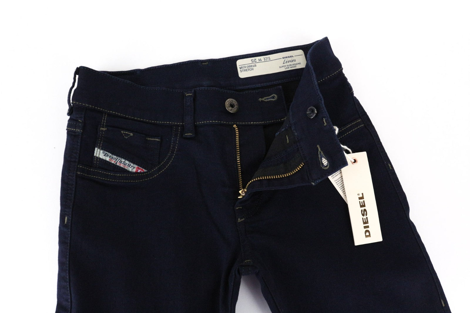 DIESEL Livier 0881B Women Jeans W25 Jegging Blue Super Slim Stretch Low Waist