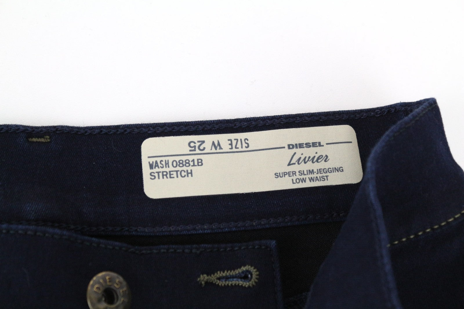 DIESEL Livier 0881B Women Jeans W25 Jegging Blue Super Slim Stretch Low Waist