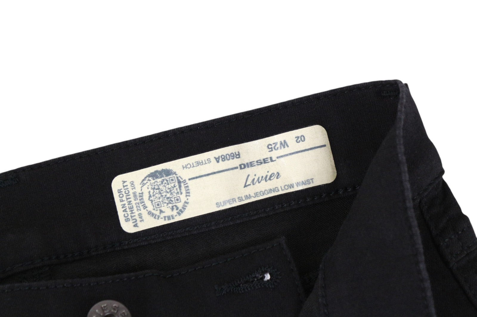 DIESEL Livier R608A Women Jeans W25 Black Super Slim Stretch Jegging Low Waist