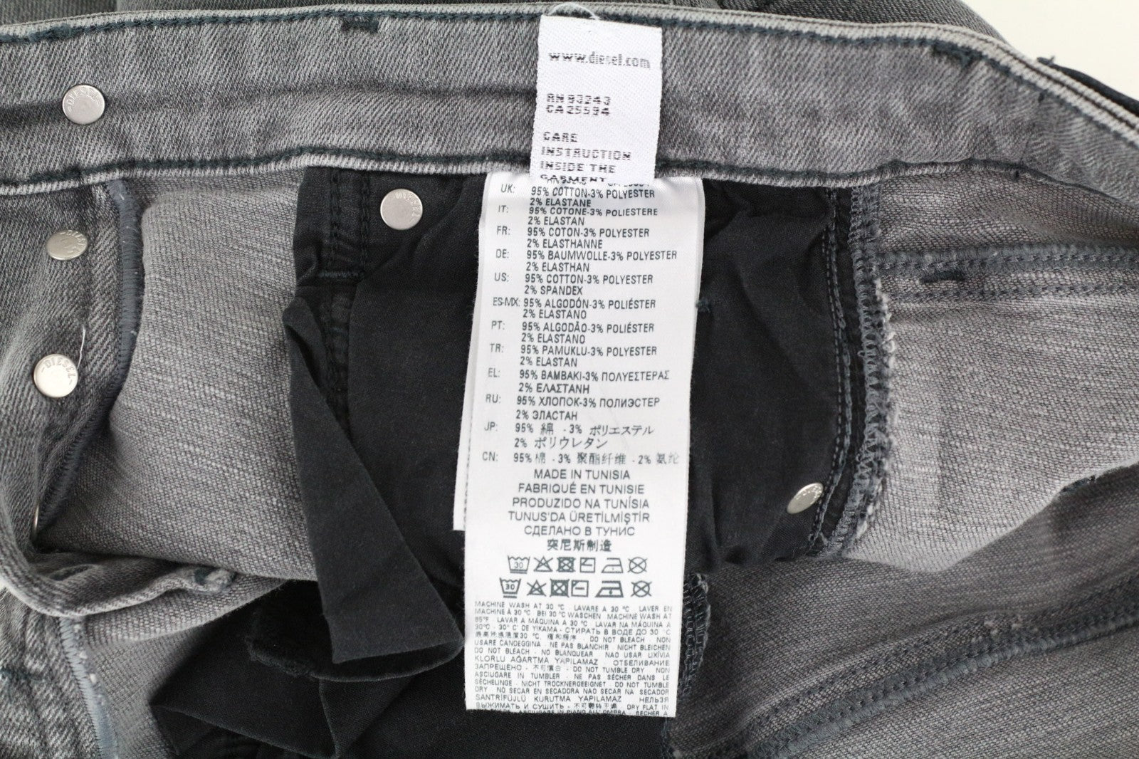 DIESEL Babhila 0890S Women Jeans W24/L30 Grey Slim Skinny Fit Stretch Buttoned