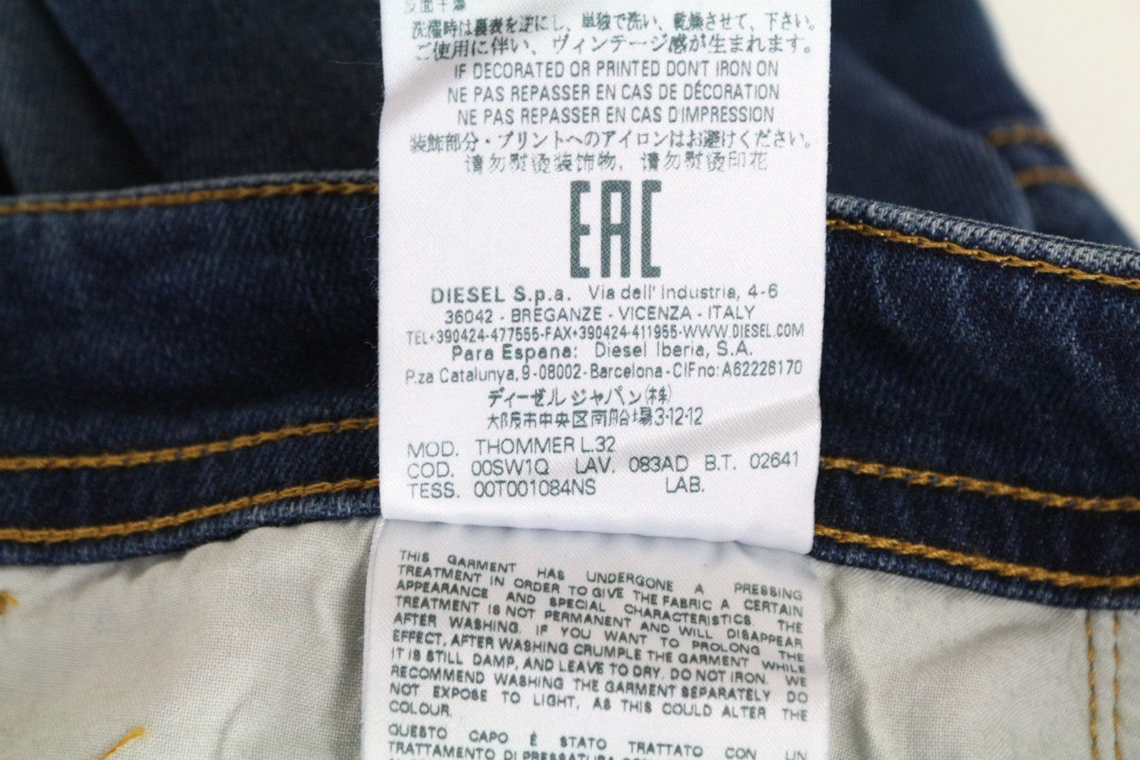 DIESEL Thommer 083AD Men Jeans W29/L32 Mid Blue Slim Skinny Fit Stretch Zip-Fly