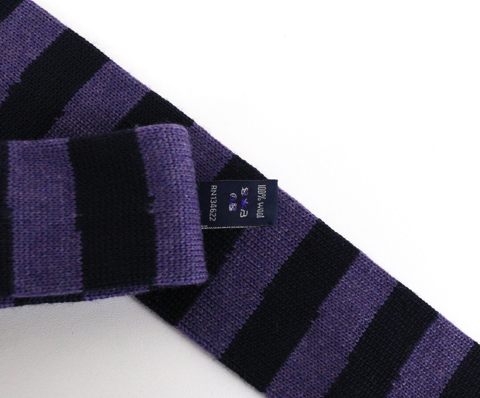 SUITSUPPLY Men Tie 150 x 6 cm Purple Pure Wool Knitted Striped Squared-End