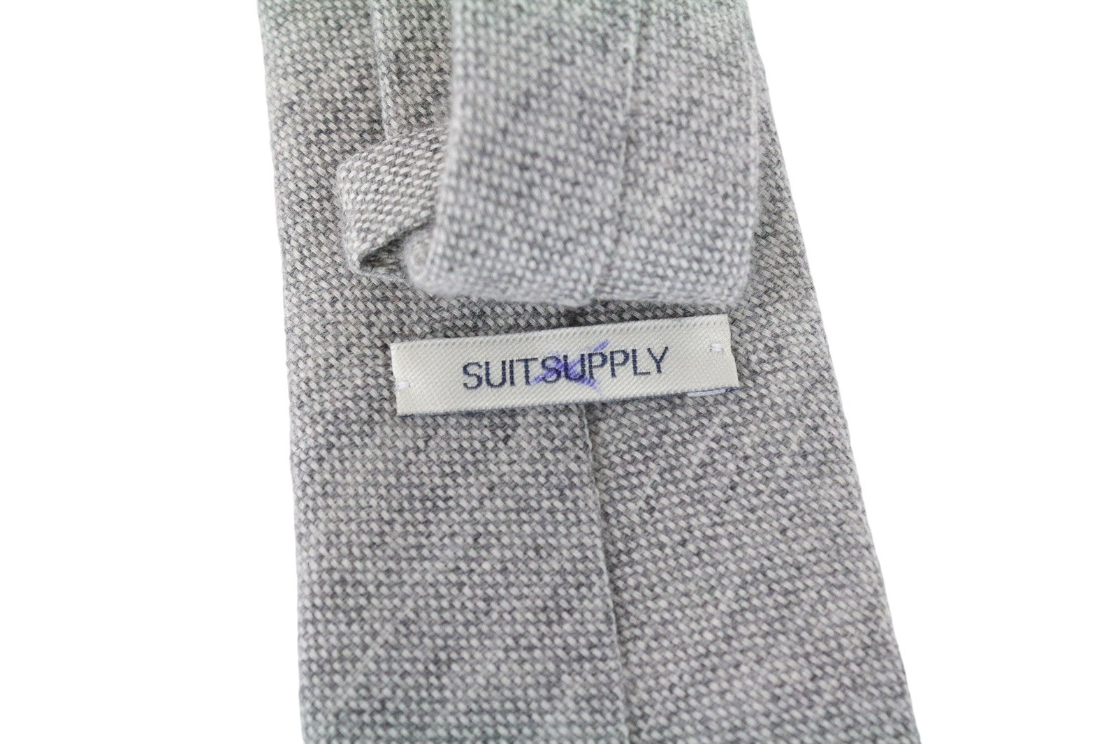 SUITSUPPLY Men Tie 150 x 8 cm Grey Wool Silk Pointed-End Classic Formal