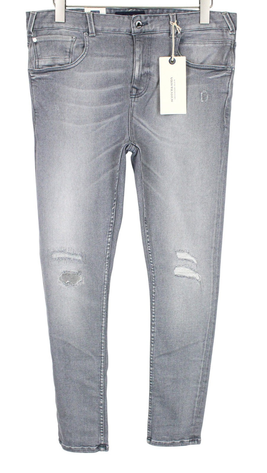 SCOTCH & SODA Dart Men Jeans W32/L32 Super Skinny Distressed Grey Washed