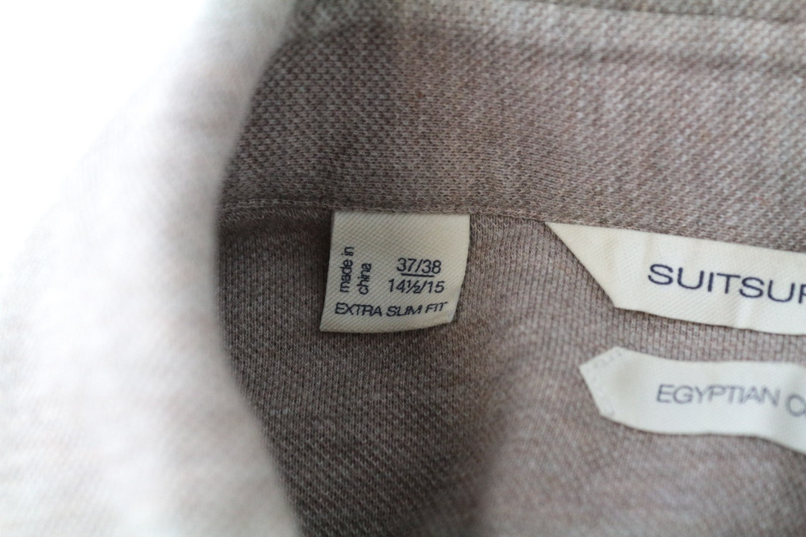 SUITSUPPLY Men T-Shirt 37/38/ 14 1/2/15 Light Brown Extra Slim Fit Cotton Polo
