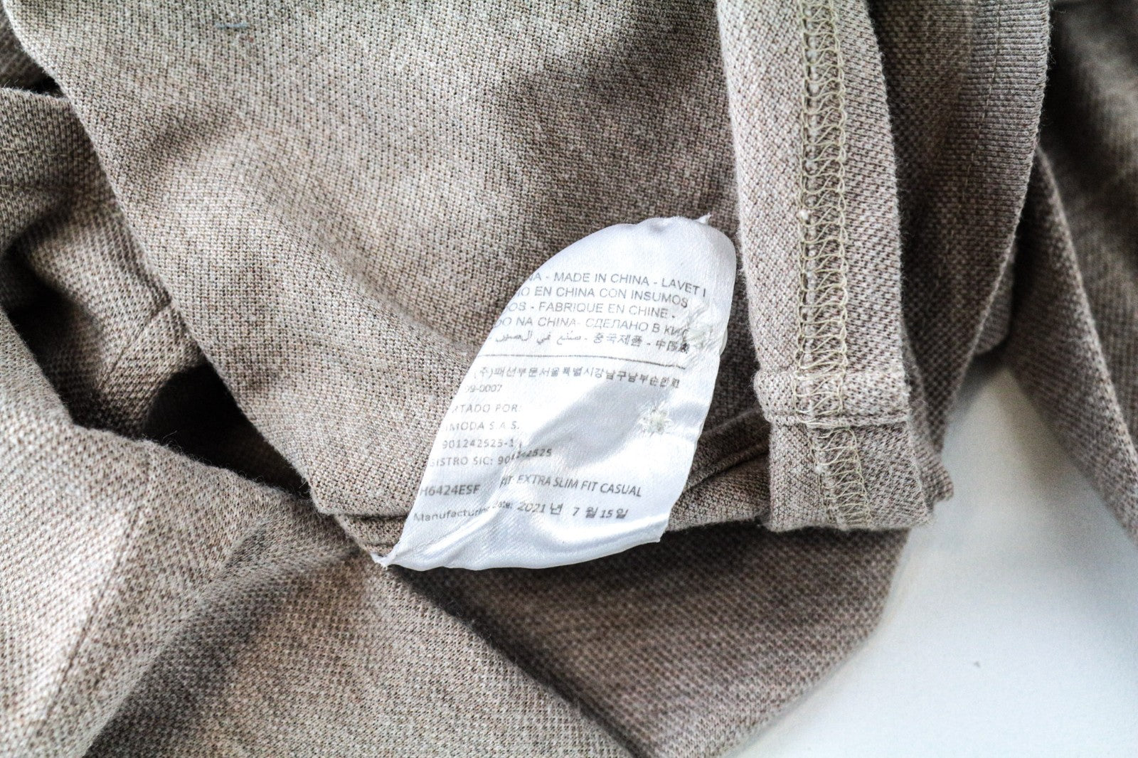 SUITSUPPLY Men T-Shirt 37/38/ 14 1/2/15 Light Brown Extra Slim Fit Cotton Polo