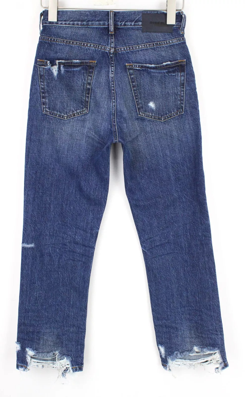 DIESEL Aryel 080AH Women Jeans W23/L32 Girls Straight Pure Cotton Blue Ripped