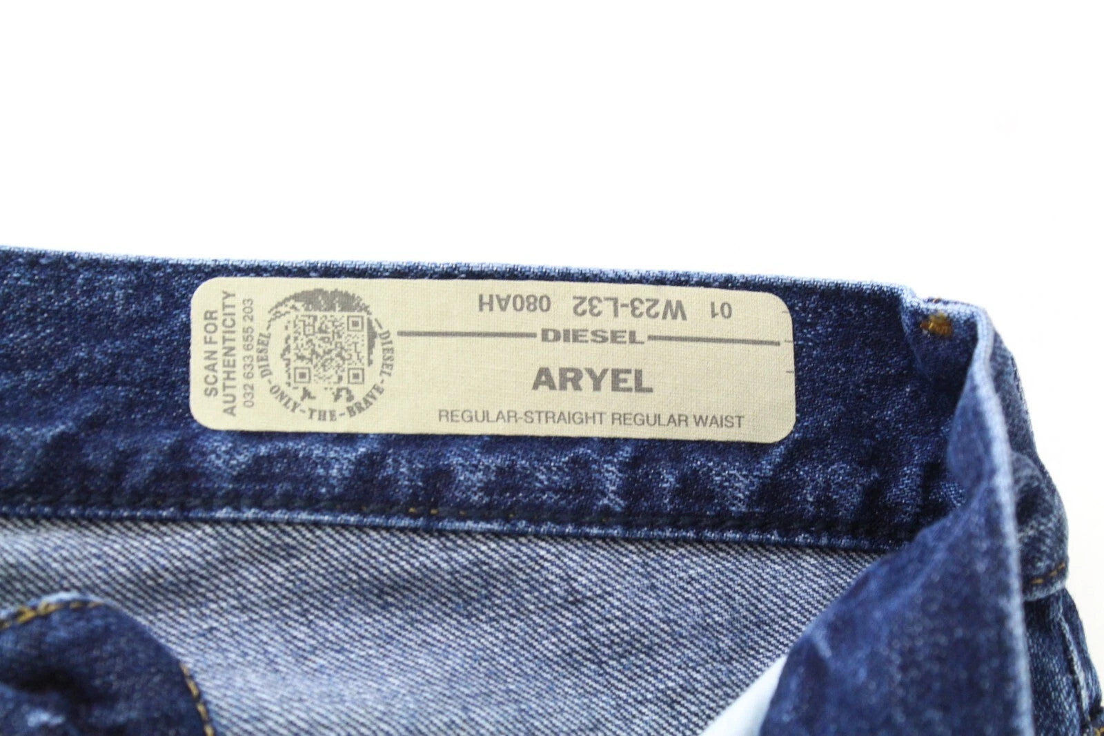 DIESEL Aryel 080AH Women Jeans W23/L32 Girls Straight Pure Cotton Blue Ripped