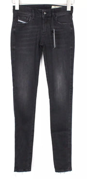 DIESEL Slandy-Low 069BU Women Jeans W24/L34 Girl Super Slim-Skinny Black Stretch