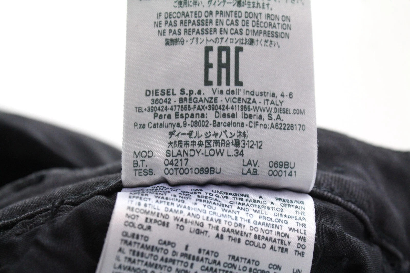 DIESEL Slandy-Low 069BU Women Jeans W24/L34 Girl Super Slim-Skinny Black Stretch