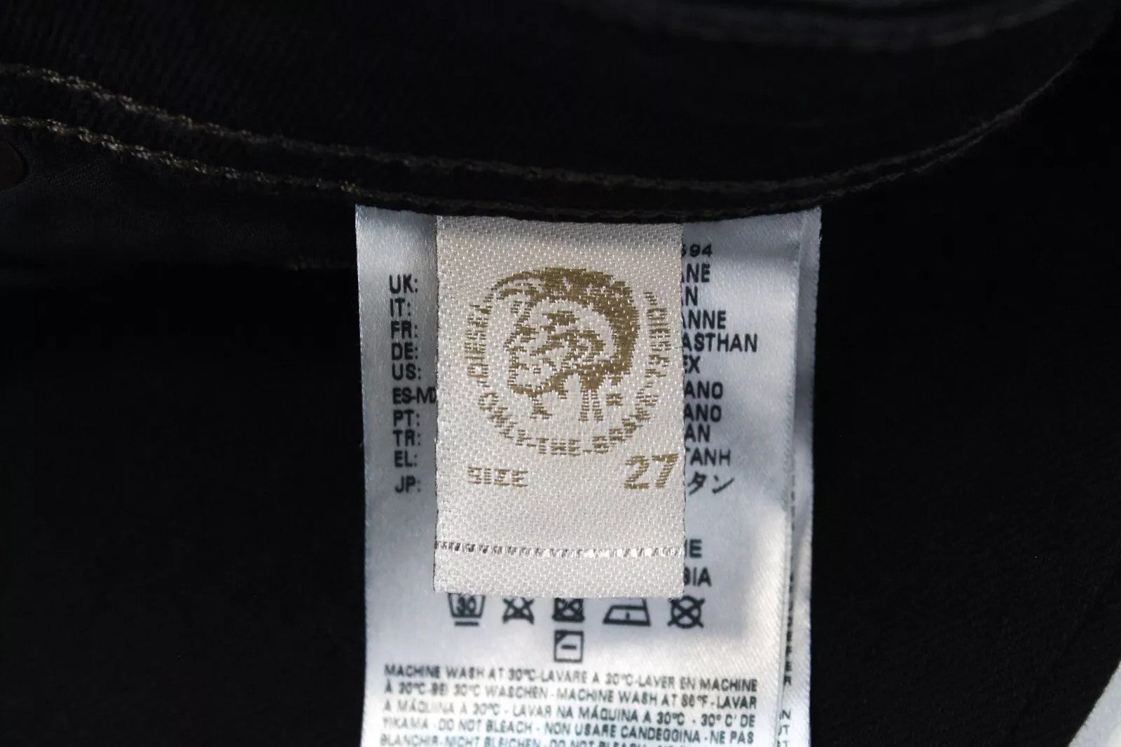DIESEL Waykee 0886Z Men Jeans W27/L32 Boys Straight Black Cotton Stretch