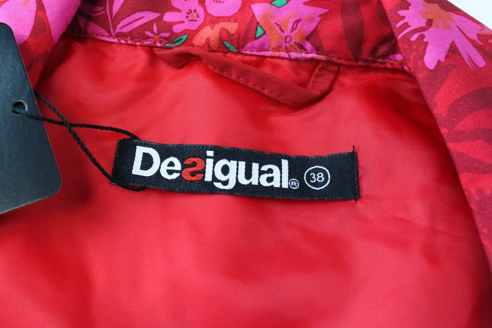DESIGUAL Delphine Women Jacket UK10 M Red Cotton Blend Single-Breasted Snaps