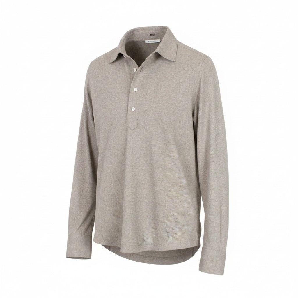 SUITSUPPLY Men Shirt ~S Extra Slim Cut Brown Melange Smart Casual Polo Classic