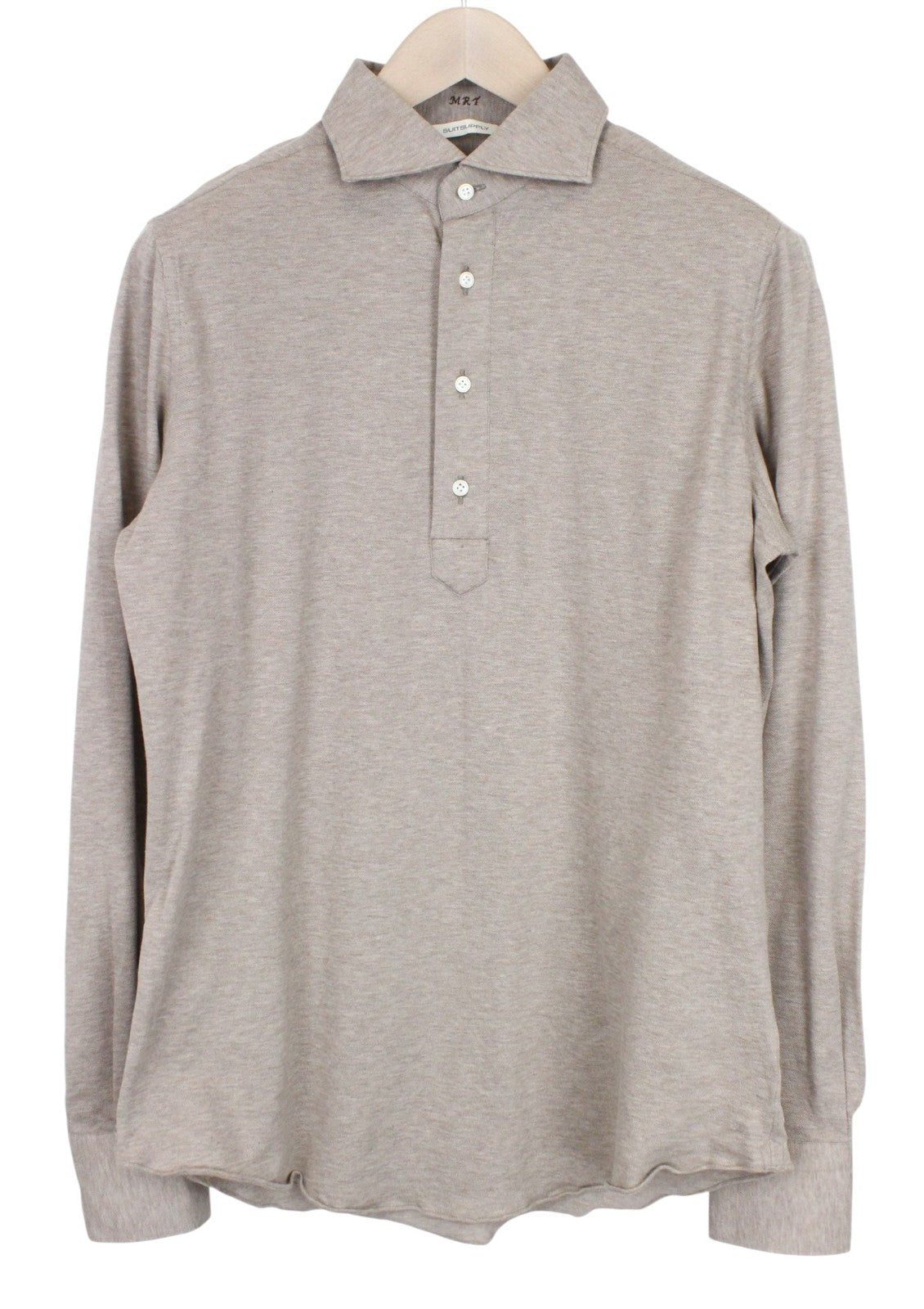 SUITSUPPLY Men Shirt ~S Extra Slim Cut Brown Melange Smart Casual Polo Classic