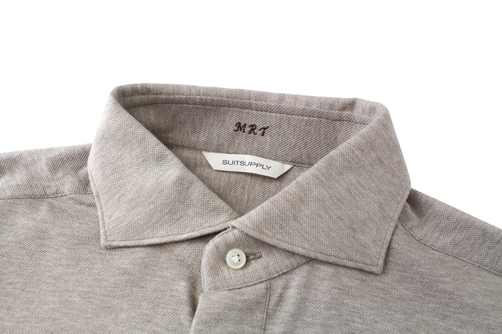 SUITSUPPLY Men Shirt ~S Extra Slim Cut Brown Melange Smart Casual Polo Classic