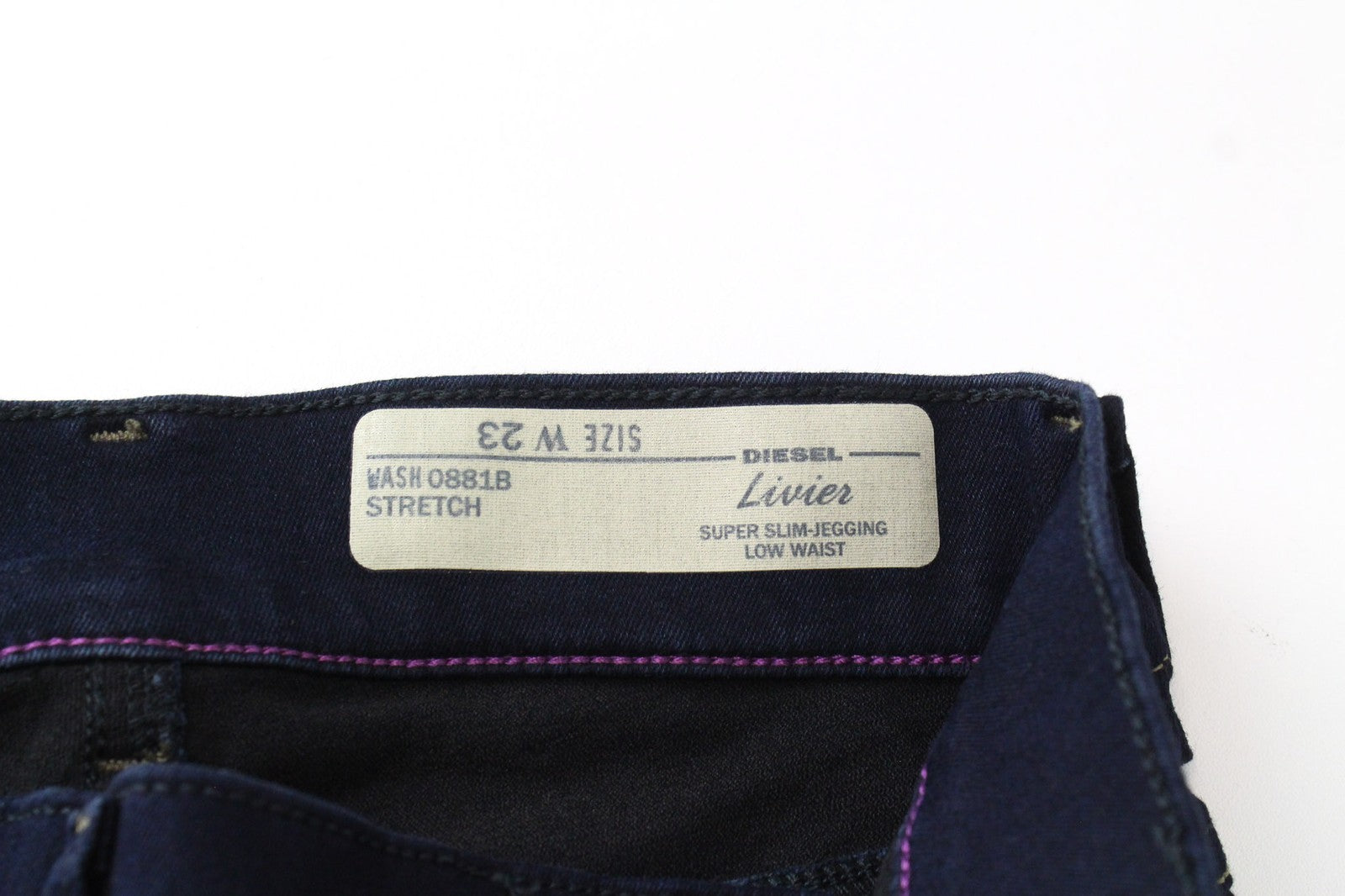 DIESEL Livier 0881B Women Jeans W23 Blue Stretch Super Slim Jegging Low Waist