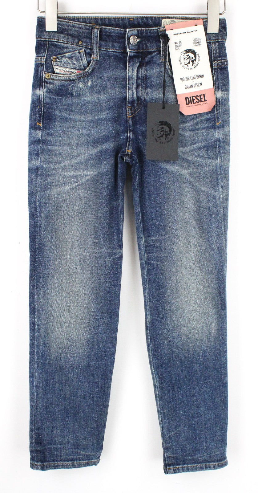 DIESEL D-Rifty 0890Y Women Jeans W23/L30 Distressed Blue Stretch Slim Low Waist