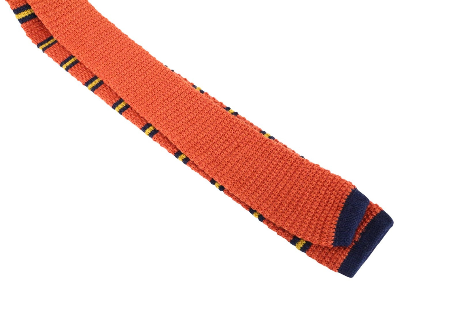 SUITSUPPLY Men Tie ~70 x 6 cm Orange Pure Wool Striped Knitted Squared-End