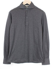 SUITSUPPLY Men T-Shirt 37/38/ 14 1/2/15 Extra Slim Cotton Grey Long Sleeve Polo