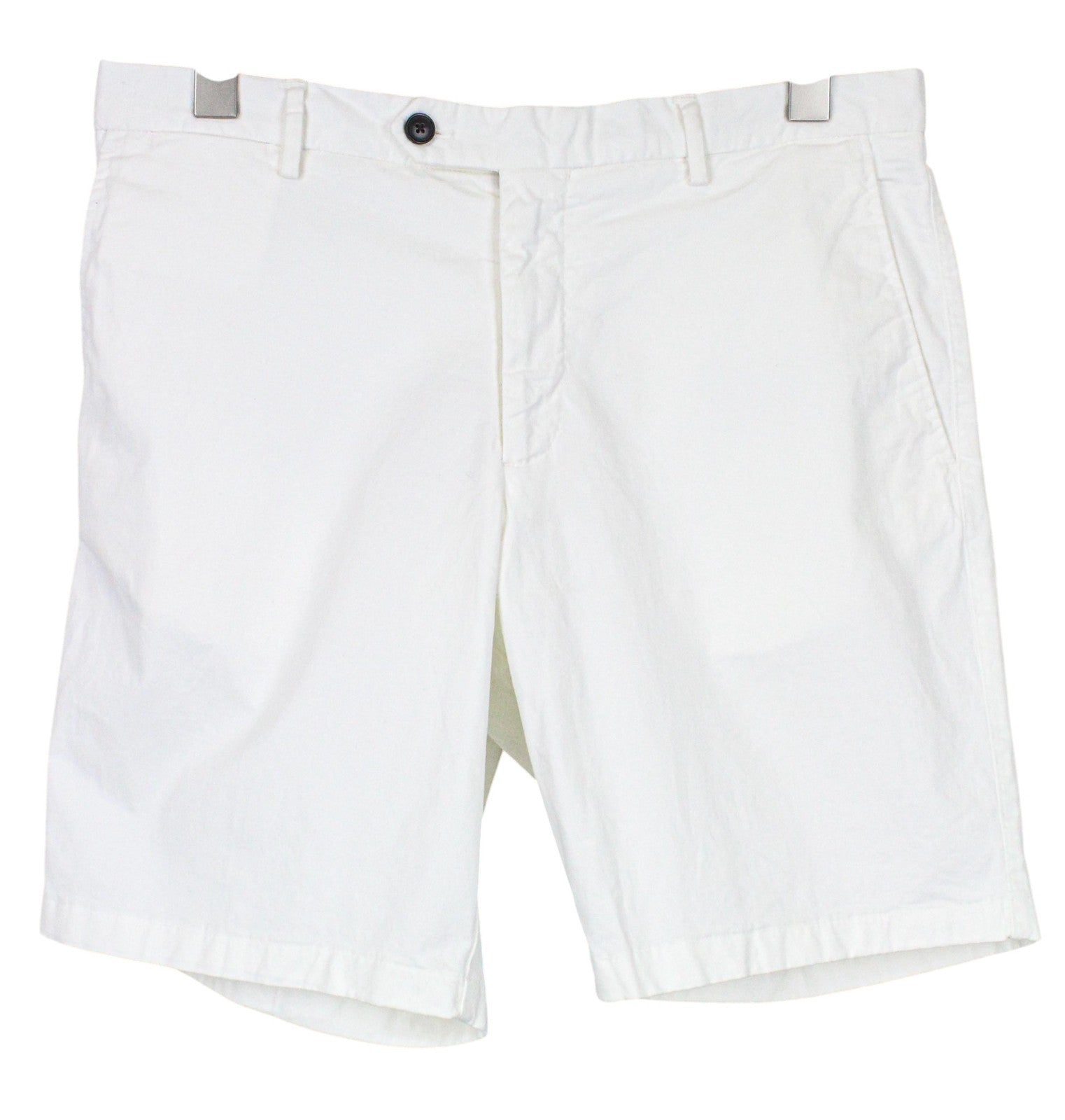 SUITSUPPLY Porto Men Shorts UK28R W33 White Cotton Stretch Summer Flat Front
