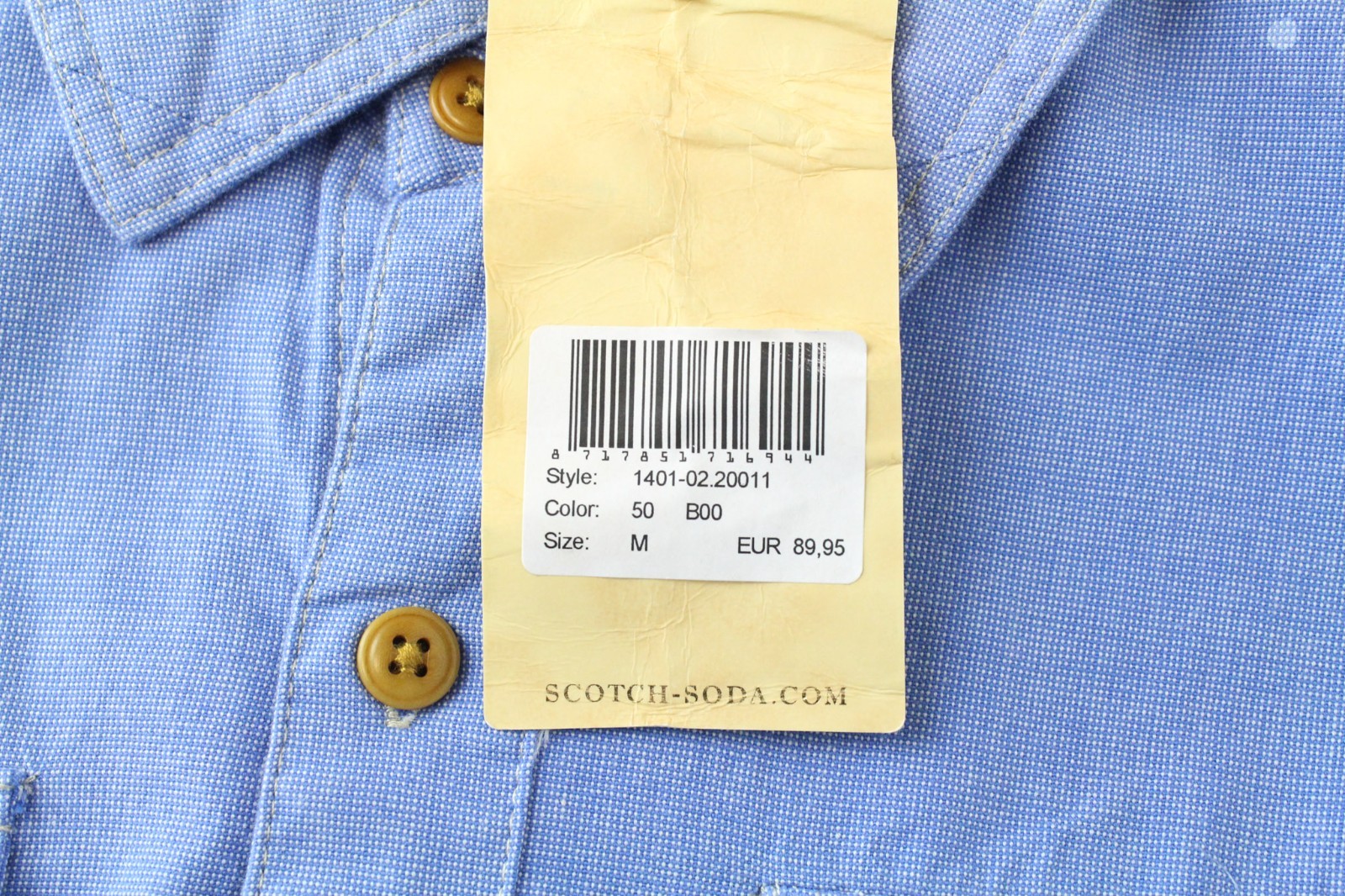 SCOTCH & SODA Ams Couture Men Shirt M Blue Pure Cotton Washed Spots Pocketed