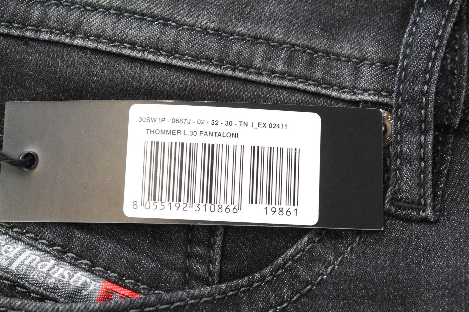 DIESEL Thommer 0687J Men Jeans W32/L30 Slim-Skinny Dark Grey Cotton Stretch