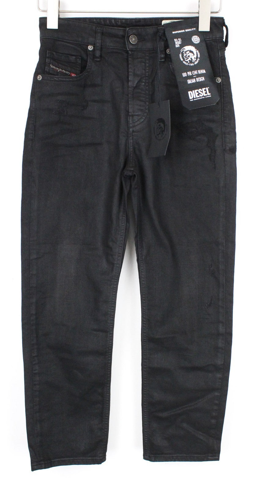 DIESEL Aryel 069JD Women Jeans W24/L32 Girls Black Straight Cotton Stretch Crop
