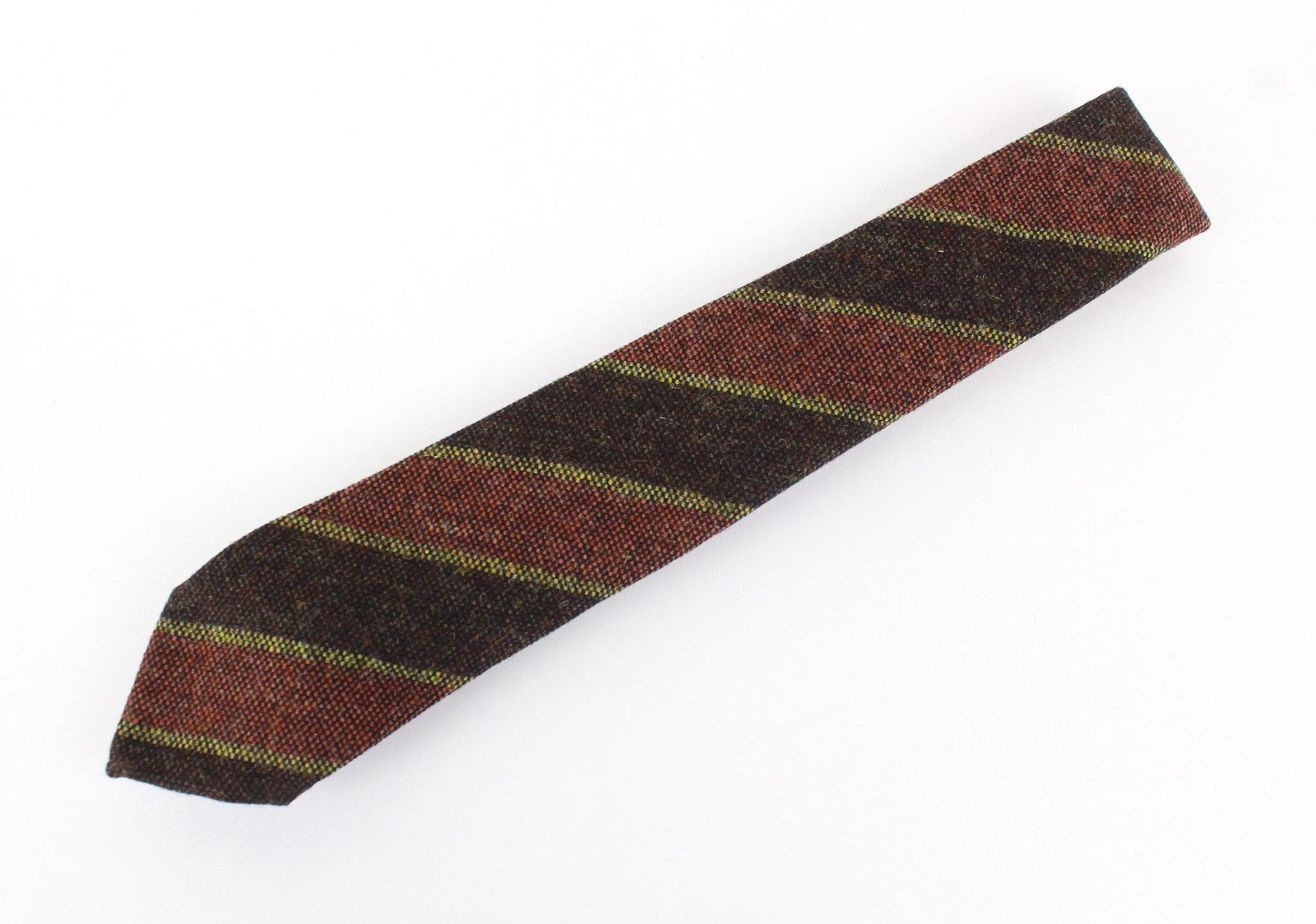 SUITSUPPLY Men Tie ~150 x 8 cm Brown Striped Pointed-End Classic Pure Wool