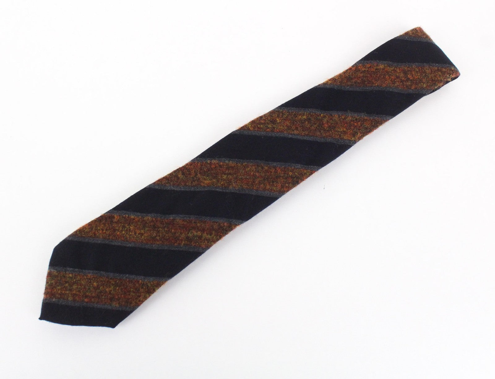 SUITSUPPLY Men Tie ~150 x 8 cm Brown Navy Striped Pointed-End Wool Silk Blend