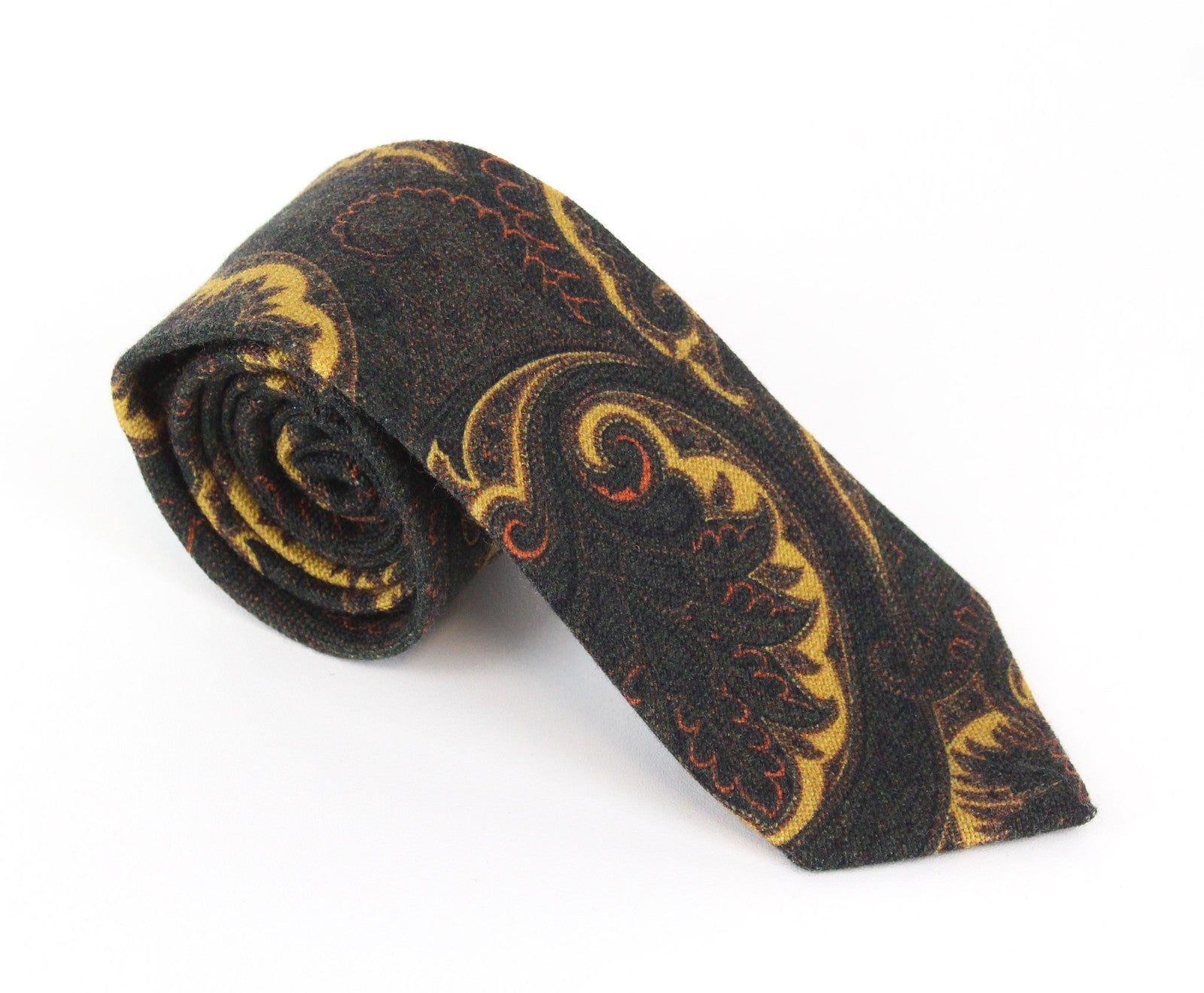 SUITSUPPLY Men Tie ~150 x 8 cm Brown Pure Wool Patterned Pointed-End Classic