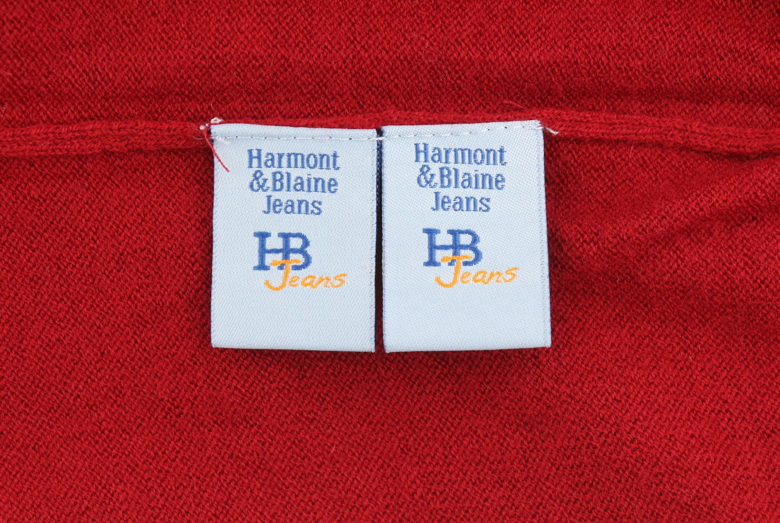 HARMONT & BLAINE Men Jumper M Red Wool Blend Tight Knit Printed Stretch Pull On