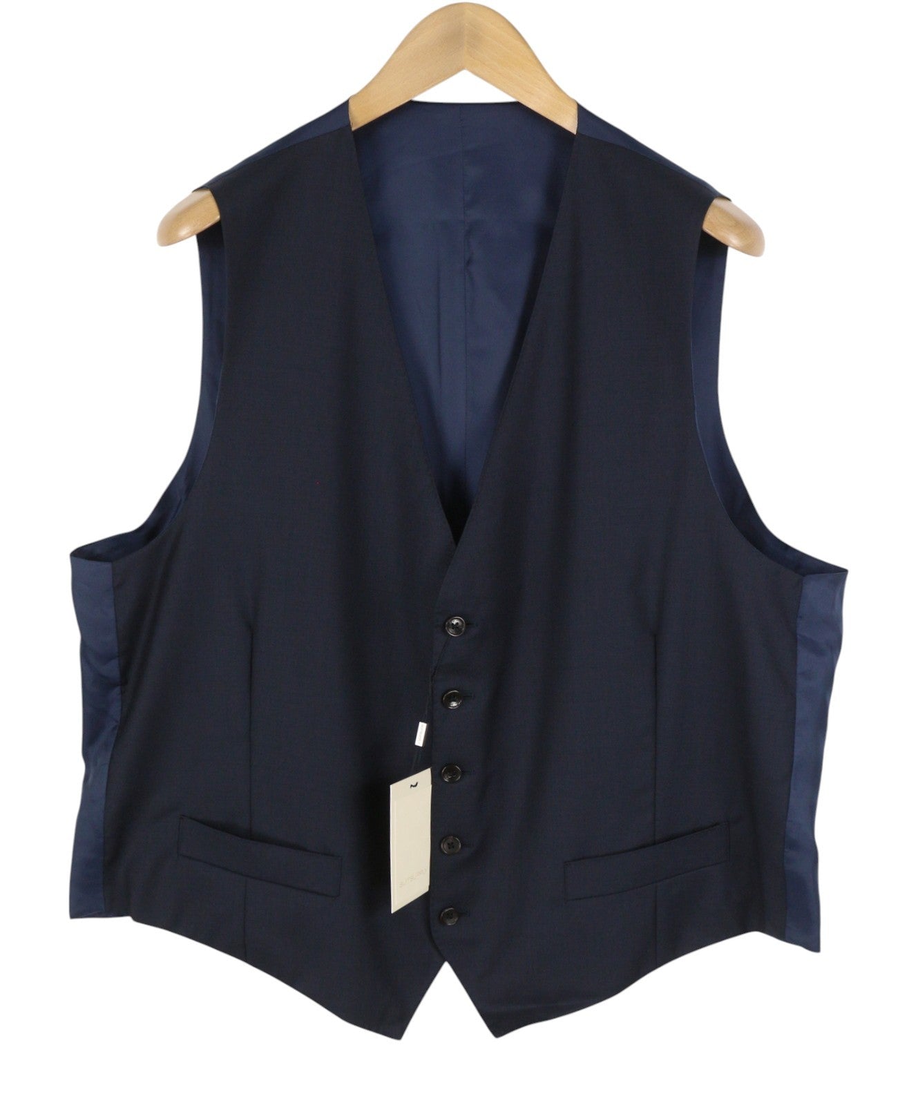 SUITSUPPLY Lazio Men Waistcoat UK50S Blue Wool Single-Breasted Vest