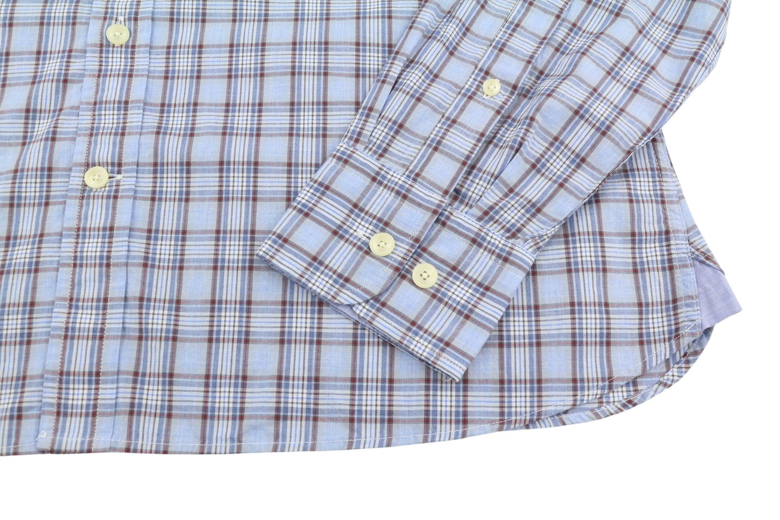 HACKETT Lakes Men Shirt S Blue Plaid Cutaway Neck Classic Fit Button-Up