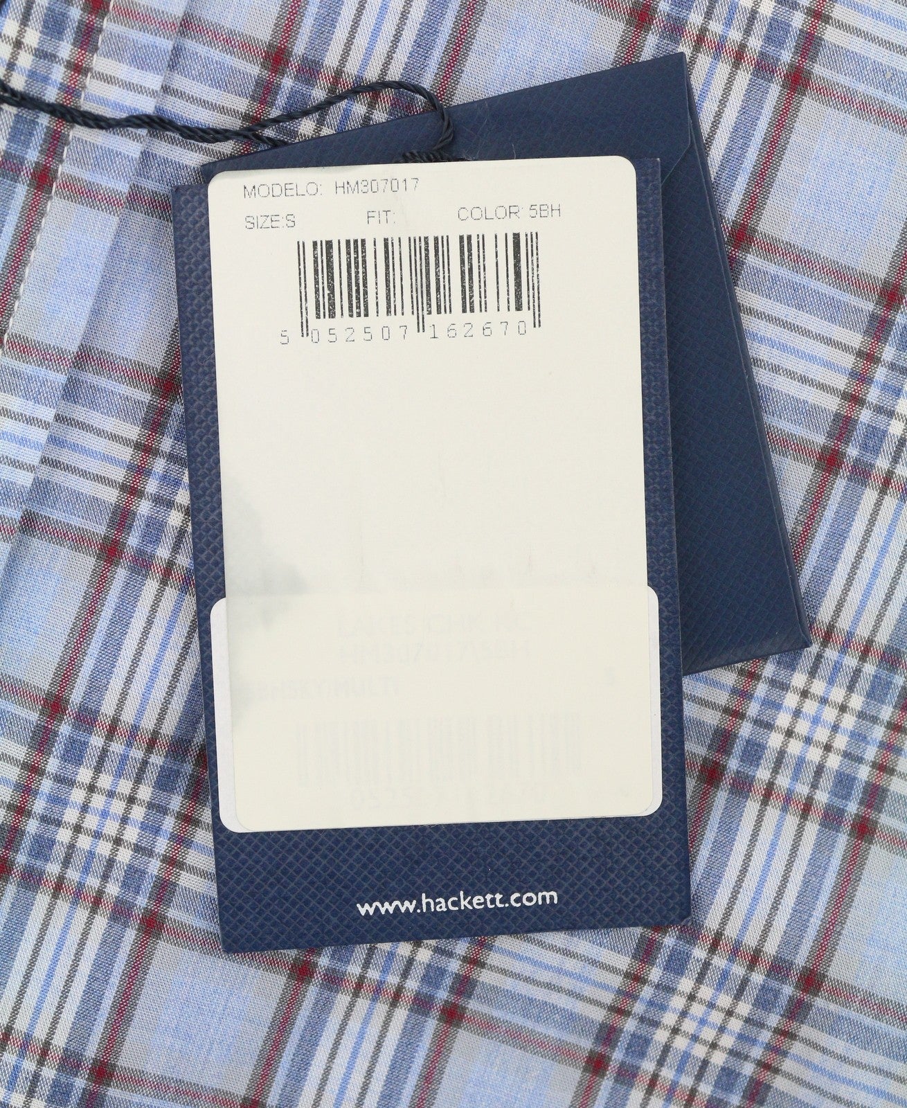 HACKETT Lakes Men Shirt S Blue Plaid Cutaway Neck Classic Fit Button-Up