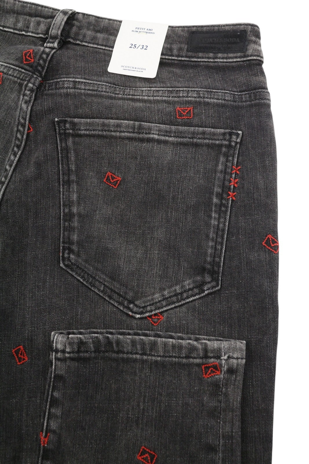 SCOTCH & SODA Petit Ami Slim Boyfriend Women Jeans W25/L32 Black Faded Cropped