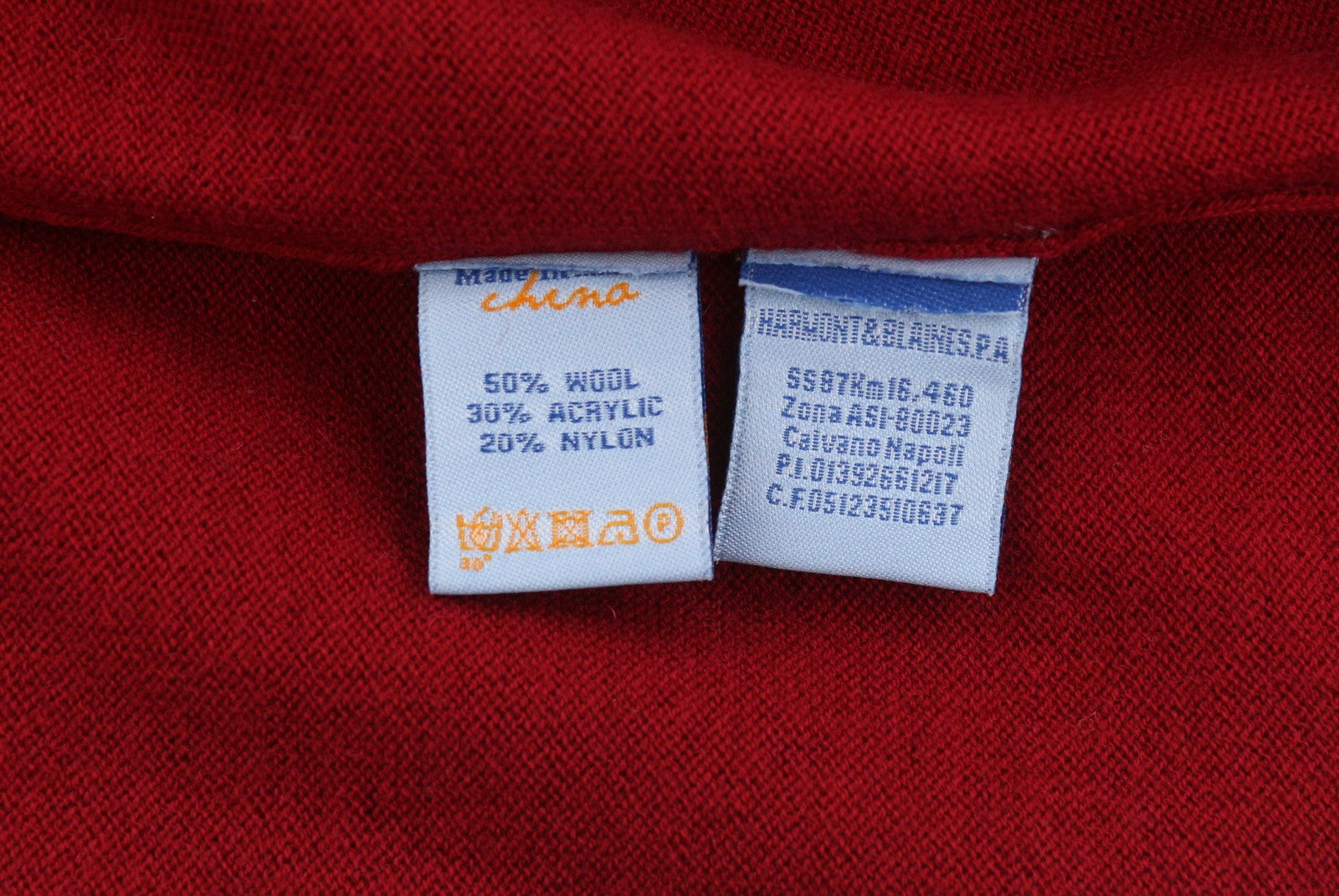 HARMONT & BLAINE Men Jumper 2XL Red Wool Blend Tight Knit Print Stretch Pull On