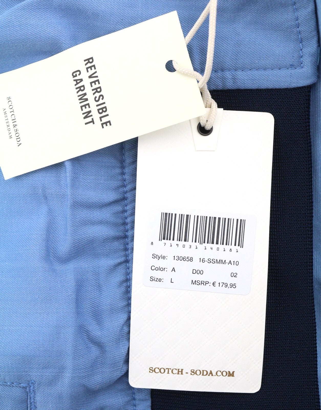 SCOTCH & SODA Men Jacket L Blue Patterned Reversible Lightweight Bomber