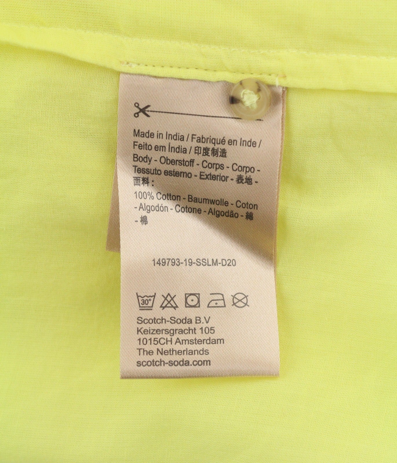 MAISON SCOTCH Women Blouse M Yellow Mandarin Neck Button-Up Poolside