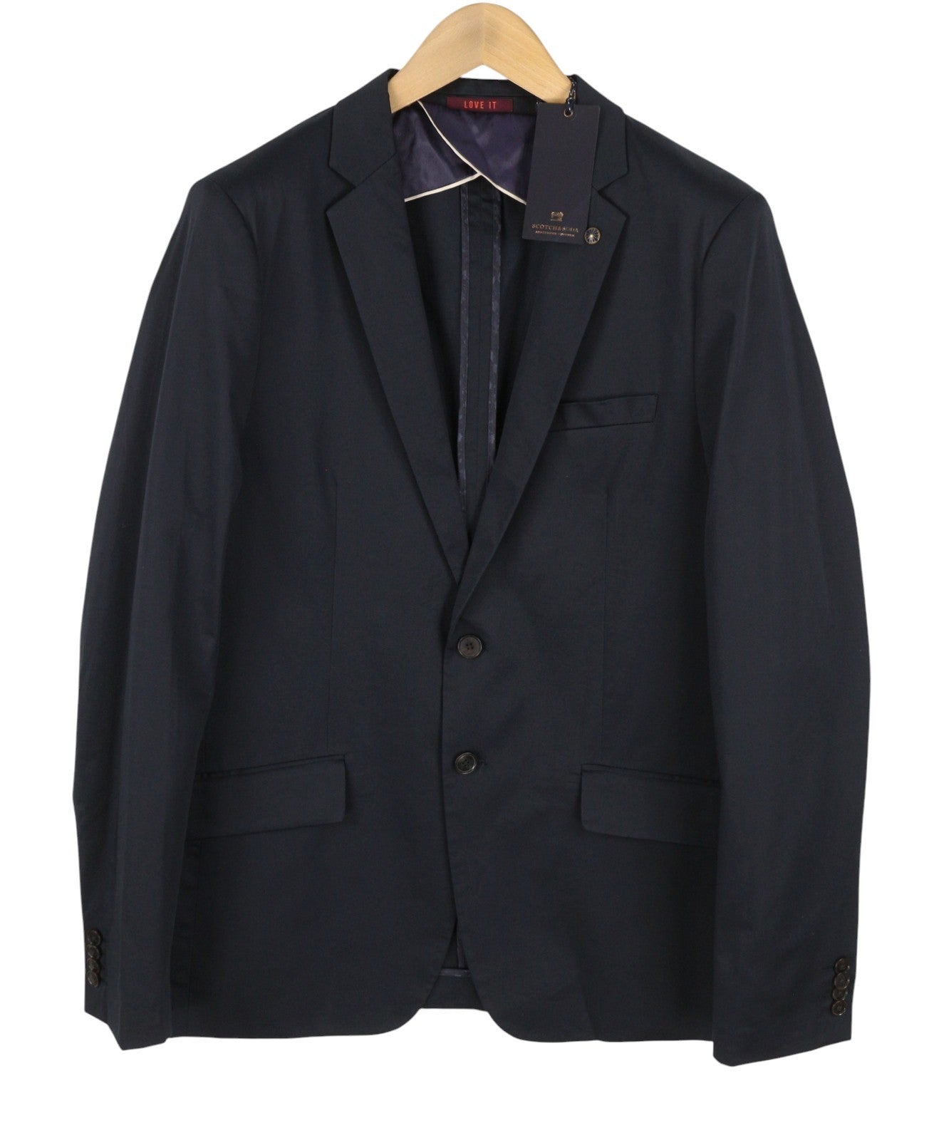 SCOTCH & SODA Men Blazer XL Dark Blue Half Lined Notch Lapel Single-Breasted
